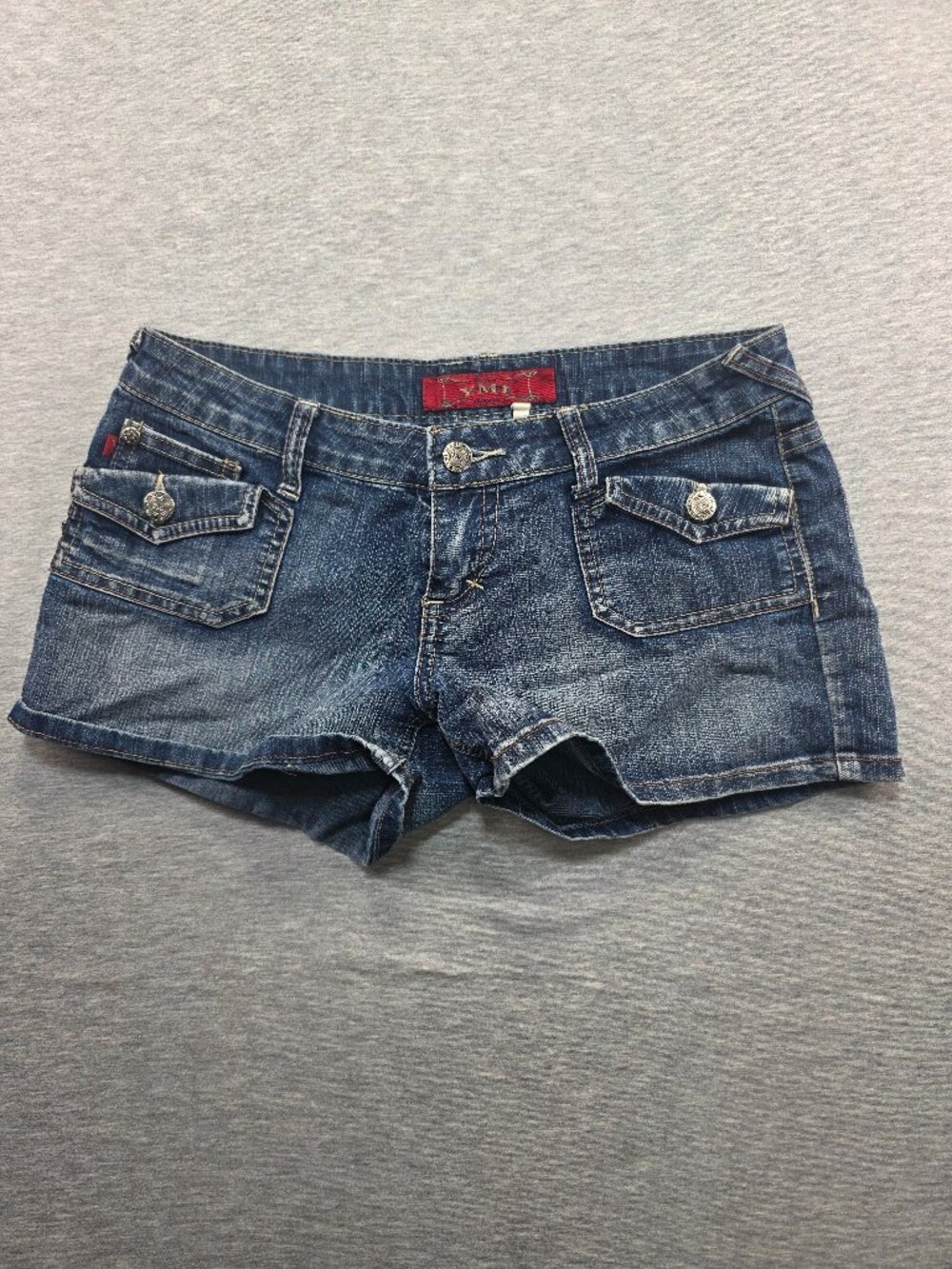 YMI Jeanswear Denim Cargo Shorts Dark Wash Flap Pockets Size 5